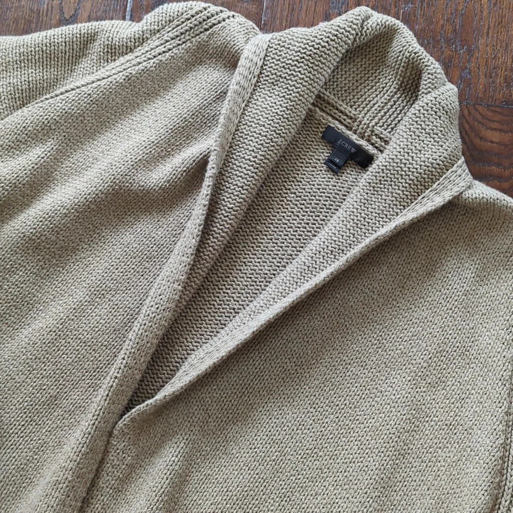 J. CREW I Oversized Tan Cotton & Wool Blend Open-Front Long Cardigan Sweater, XS